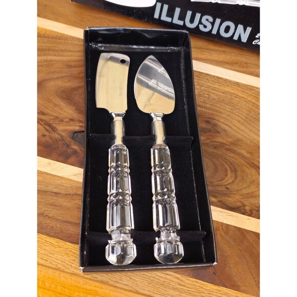 Illusion 2-Piece Cheese Knife & Spreader Set With Acrylic Handles & Stainless St - Picture 1 of 8
